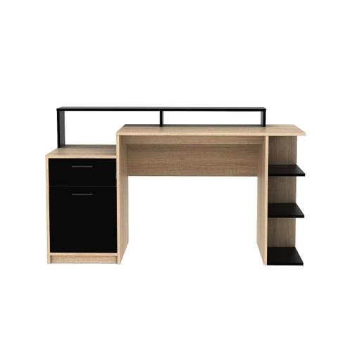 Bureau Avec Rangements Zacharie - Coloris : Chêne Et Noir