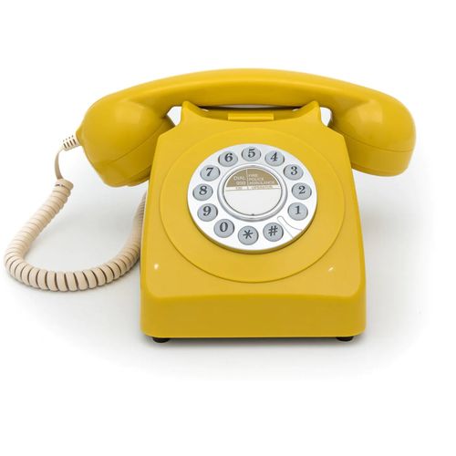 Gpo 746 téléphone fixe rétro bouton poussoir - jaune
