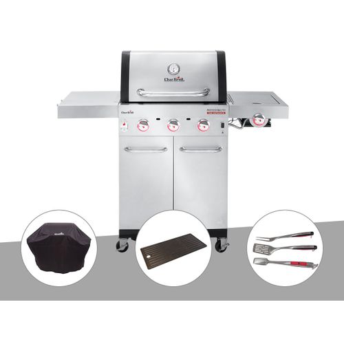 Barbecue ? gaz Char-Broil Professional Pro S 3 + Housse de protection + Plancha + Kit 3 ustensiles