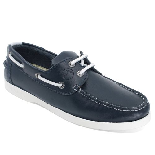 Chaussures Bateau Pour Femme Seajure Cannon En Cuir Bleu Marine