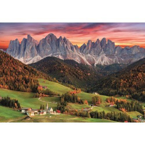 Puzzle Adulte Vues Des Dolomites - Village Funes - Montagne - 2000 Pieces - Collection Paysage Italie