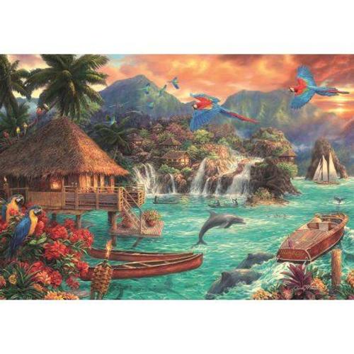 Puzzle Adulte - Oc?An Et Dauphin - Maison Sur Pilotis Et Perroquets - Montagne - 2000 Pieces - Collection Paysage Mer