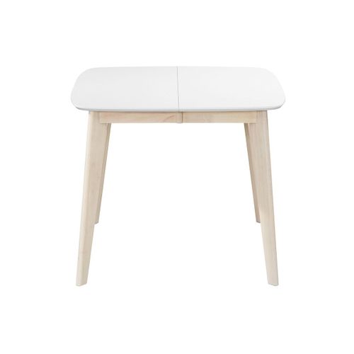 Table À Manger Extensible Scandinave Carrée Blanche Et Bois L90-130 Cm Leena