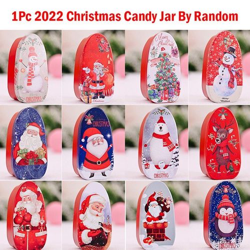 Boîte cadeau de noël en fer blanc 2022, boîte de rangement de bonbons biscuits, arbre suspendu, décoration de noël, boîte à dessins animés