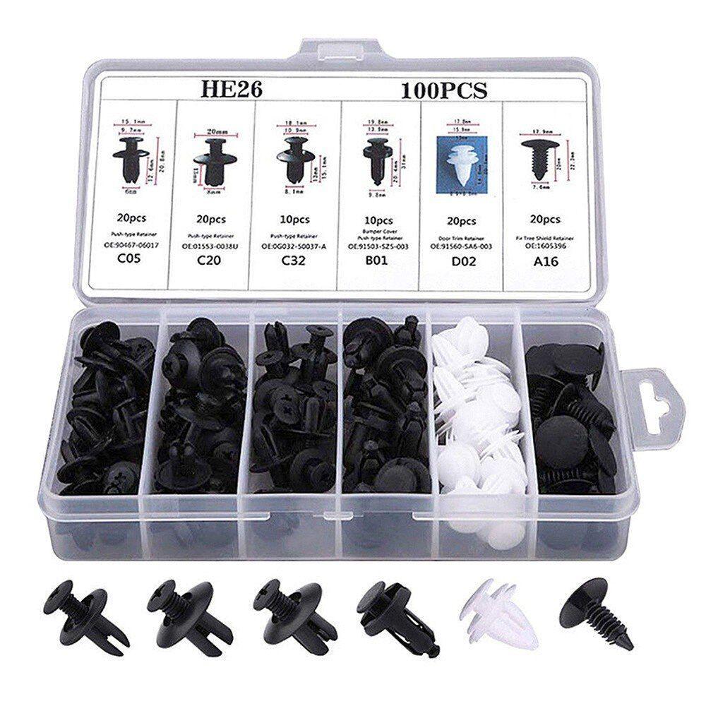 marque generique - 100 Pcs Nylon Pare-chocs Fixation Rivet Clips