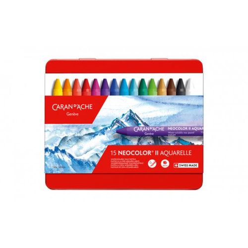Boîte De 15 Pastels À La Cire Neocolor 2 Aquarelle Caran D'ache