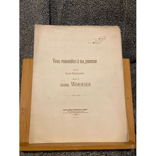 Wormser Prud'homme Vous Ressemblez À Ma Jeunesse Chant Piano Ed. Mutuelle Musique 1889