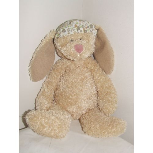 Lapin Sia Doudou Peluche Casquette Fleurs 