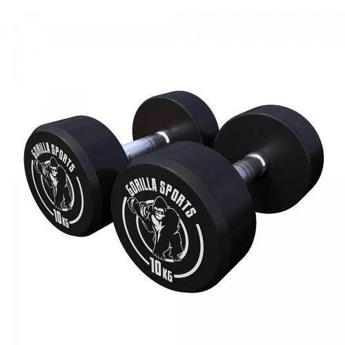 Gorilla Sports - Haltères Ronds Caoutchouc - De 2,5 À 40 Kg - Poids : 20 Kg (2 X 10 Kg)