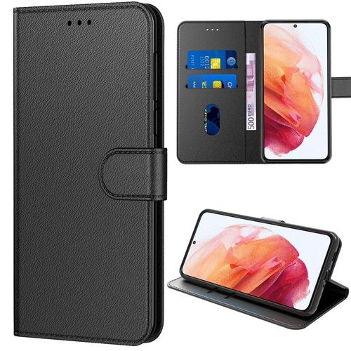 Coque Samsung Galaxy S22 Protection Antichoc Effet Cuir Flip Noir