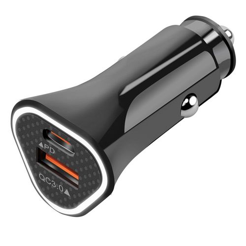 Chargeur De Voiture Rapide Type-C Et Usb, Prise Allume-Cigare Quick Charge Noir