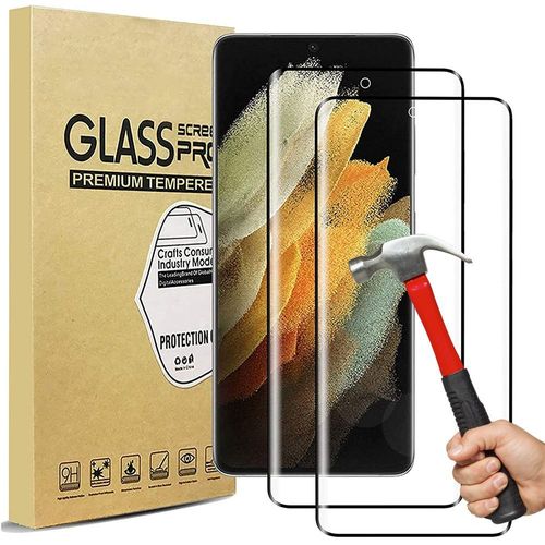 Verre Trempe Pour Samsung Galaxy S22 Ultra [Lot 2] Integral Protecteur D'ecran Bord Noir