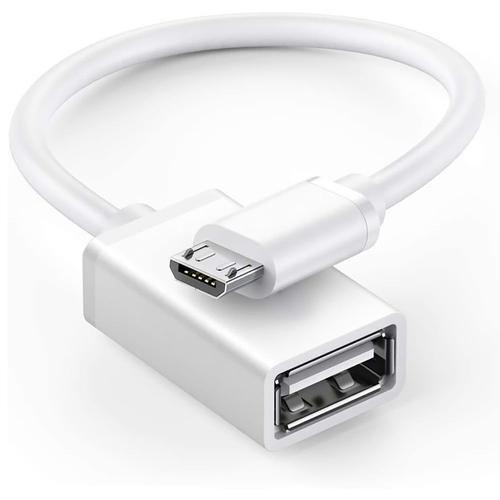 Adaptateur Cable USB Femelle Vers Micro USB Male Blanc