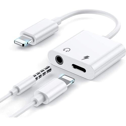 Adaptateur 2 en 1 Convertisseur Lightning et Jack 3,5mm vers Lightning