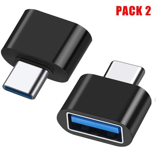 Pack de 2 Adaptateurs USB Type-A Femelle vers Type-C Male Noir