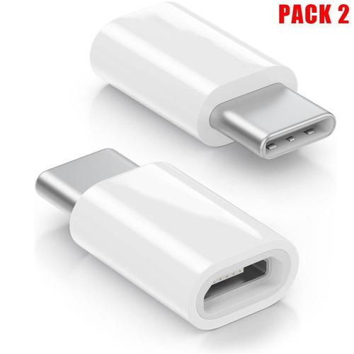 Lot de 2 Adaptateurs USB Type-A Femelle vers Type-C Male Connecteur Blanc