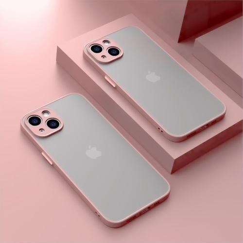 Coque Pour Iphone 13 Protection Ultra Resistante Antichoc Silicone Mat - Rose
