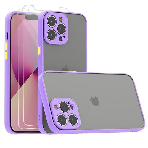 Coque Iphone 13 Pro Max (6.7') Pc + Silicone Contour Violet 1 Verre Trempe