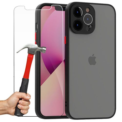 Pack Coque Pour Iphone 13 Pro Max (6.7) Protection Ultra Fine Silicone Noir + 1 Verre Trempe