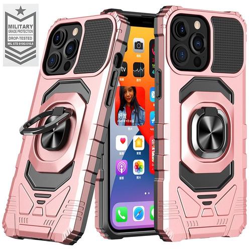 Coque Iphone 13 Pro Rose Resistante Avec Support Magnetique