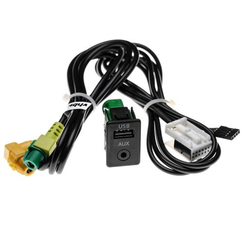 vhbw Câble adaptateur AUX USB pour radio de voiture (100 cm) compatible avec VW Transporter T5 10/2009+ (Caravelle / Multivan / California)