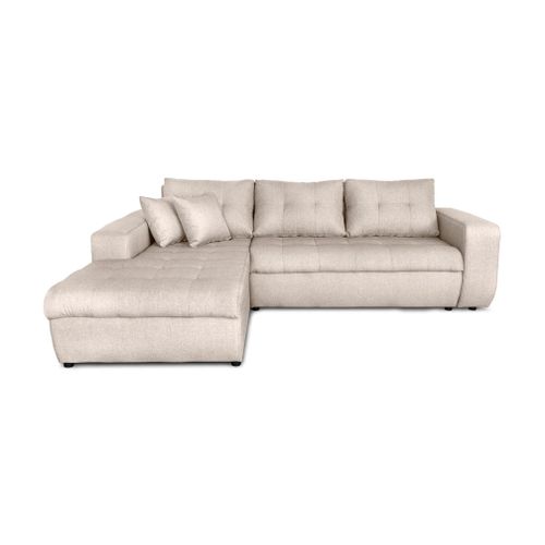 Canapé D'angle Suzie Convertible En Tissu - Angle Gauche, Beige