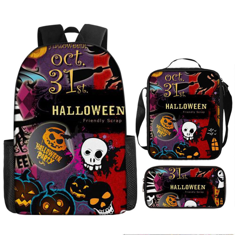 Sac  dos Halloween citrouille fantme trois pices sac d'c... - 2