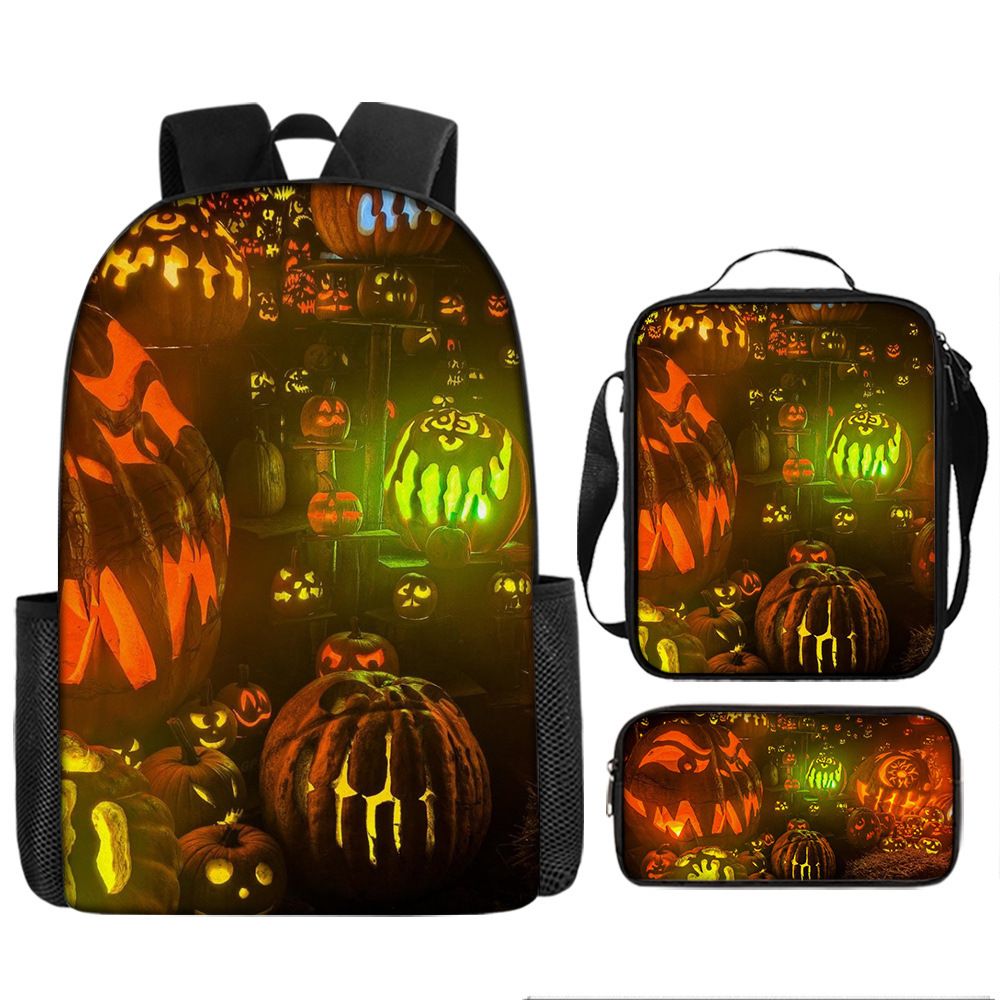 Sac  dos Halloween citrouille fantme trois pices sac d'c... - 4