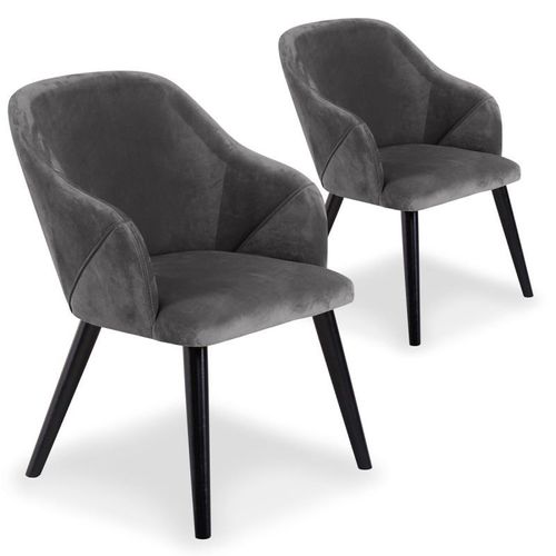 Paris Prix - Lot De 2 Fauteuils En Velours "Yugnat" 85cm Gris