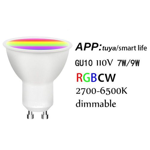Ampoule Magique Connectée Wifi, 7/9w, Gu10, Fonctionne Avec Tuya/Smart Life, 110/220v, Rgb + Cw, Fonction De Minuterie Variable