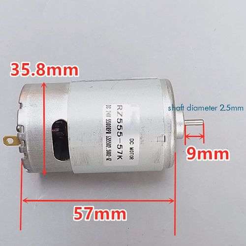 Moteur à aimant Permanent à grande vitesse, cc 555, cc 24v, balais de carbone positifs et négatifs, 5500 tr/min, diamètre de l'arbre 2.5mm