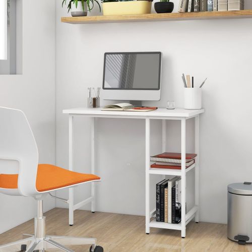 Vidaxl Bureau D'ordinateur Blanc 80x40x72 Cm Mdf Et Métal