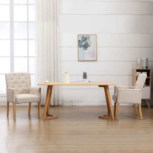 Vidaxl Chaise De Salle À Manger Avec Accoudoirs Beige Tissu