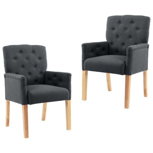 Vidaxl Chaises De Salle À Manger Avec Accoudoirs 2 Pcs Gris Tissu