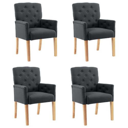 Vidaxl Chaises De Salle À Manger Avec Accoudoirs 4 Pcs Gris Tissu