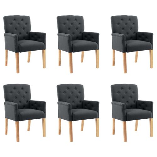 Vidaxl Chaises De Salle À Manger Avec Accoudoirs 6 Pcs Gris Tissu