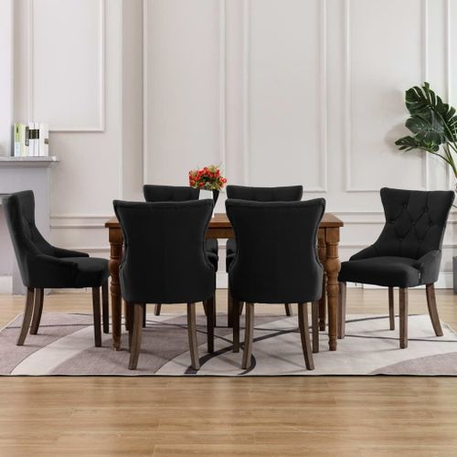 Vidaxl Chaises À Manger Lot De 6 Noir Tissu