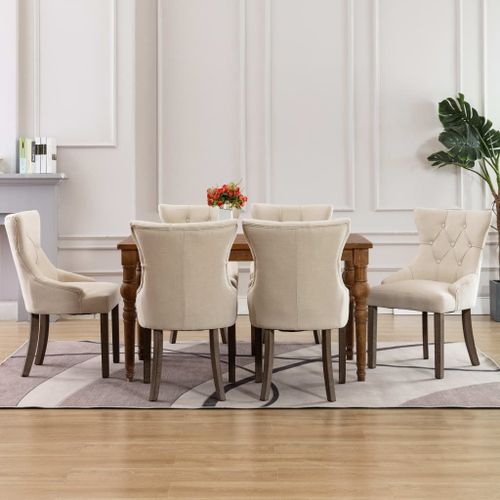 Vidaxl Chaises À Manger Lot De 6 Beige Tissu
