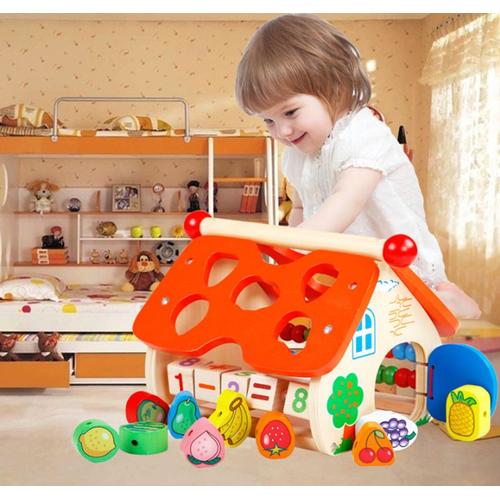 Jeu Cubes En Bois Intellectuelle, Forme Boîte Enfants Bébé Jouets Éducatifs Coloré Géométrie Puzzle Bloc