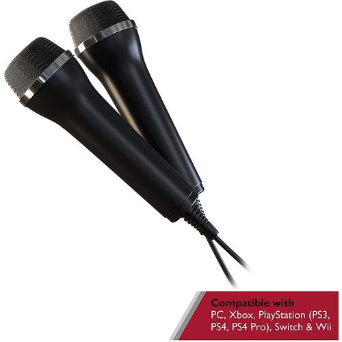 2x Microphone USB Universel Pour Karaoke et Enregistrement de Son (Wii, PS3, PS4, XboxOne, PC) comme Guitar Hero, Rock Star, 3m de Câble - Noir