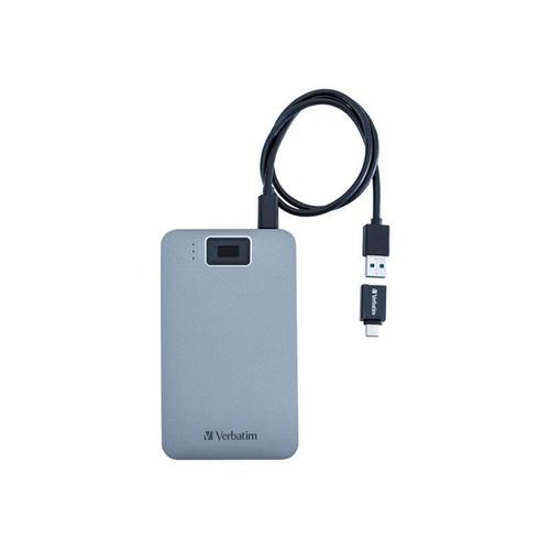 Verbatim Executive Fingerprint Secure - Disque dur - chiffré - 1 To - externe (portable) - USB 3.2 Gen 1 (USB-C connecteur) - AES 256 bits