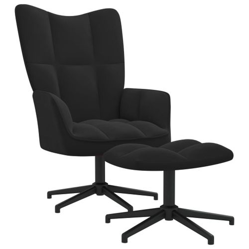 Vidaxl Chaise De Relaxation Avec Tabouret Noir Velours