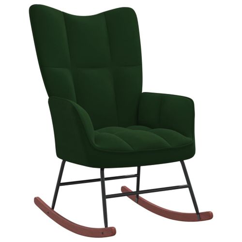 Vidaxl Chaise À Bascule Vert Foncé Velours