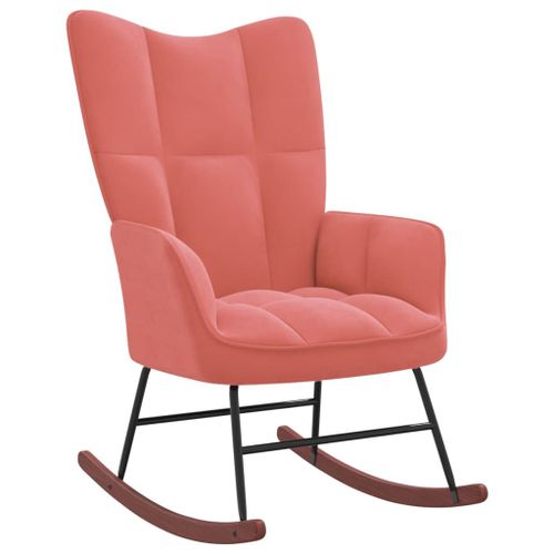 Vidaxl Chaise À Bascule Rose Velours