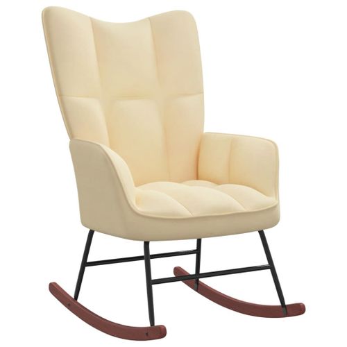 Vidaxl Chaise À Bascule Blanc Crème Velours