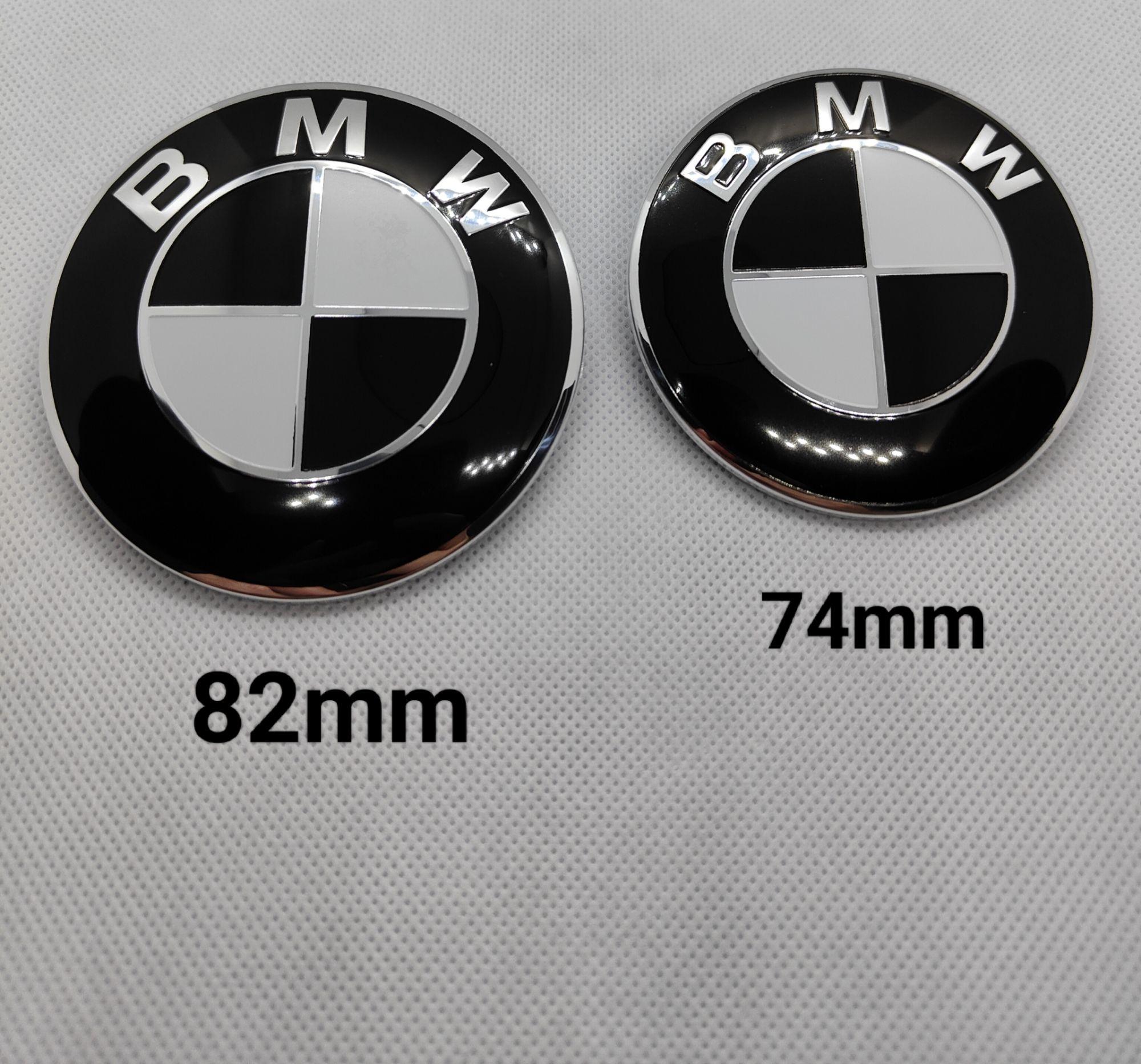 ② Logo emblèmes de capot/coffre BMW 82 mm/73 mm noir intégral