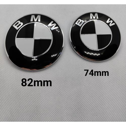 2 Logo Emblème Insigne Bmw Pour Capot 82mm Et Coffre 74mm Noir