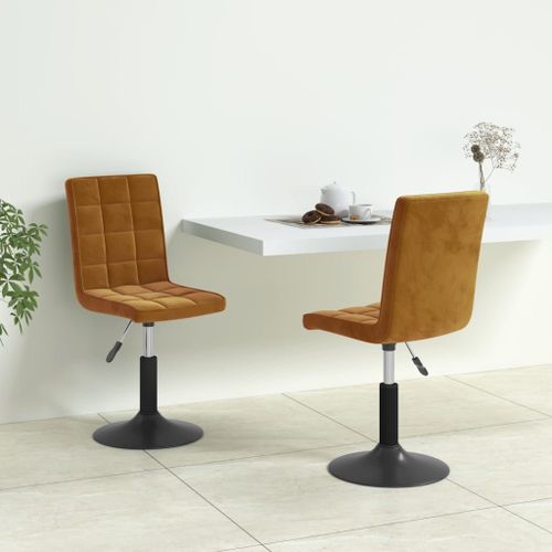 Vidaxl Chaises Pivotantes À Manger Lot De 2 Marron Velours