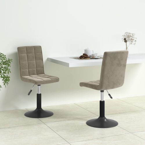 Vidaxl Chaises Pivotantes À Manger Lot De 2 Gris Clair Velours