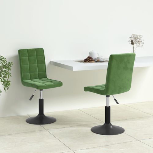 Vidaxl Chaises Pivotantes À Manger Lot De 2 Vert Foncé Velours
